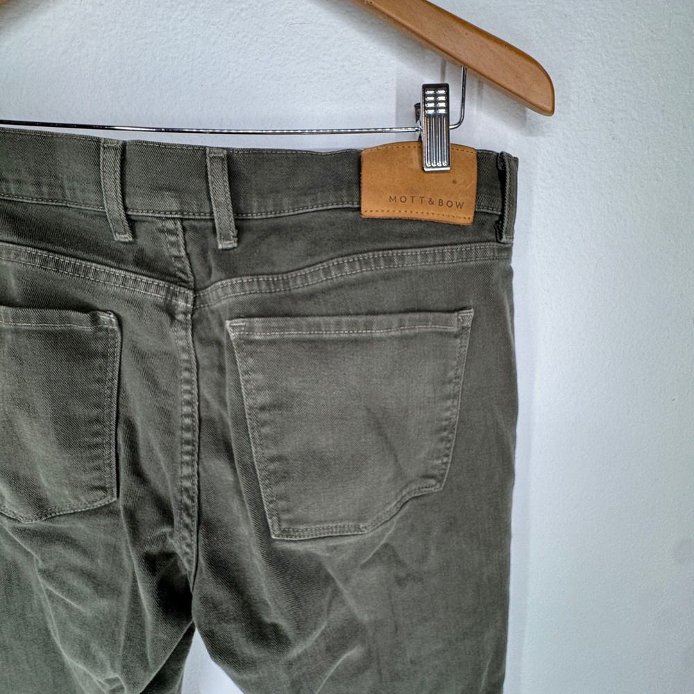 Mott & Bow Slim Fit Jeans Mens 35x32 Olive Green Stretch Denim Pants - Picture 5 of 7
